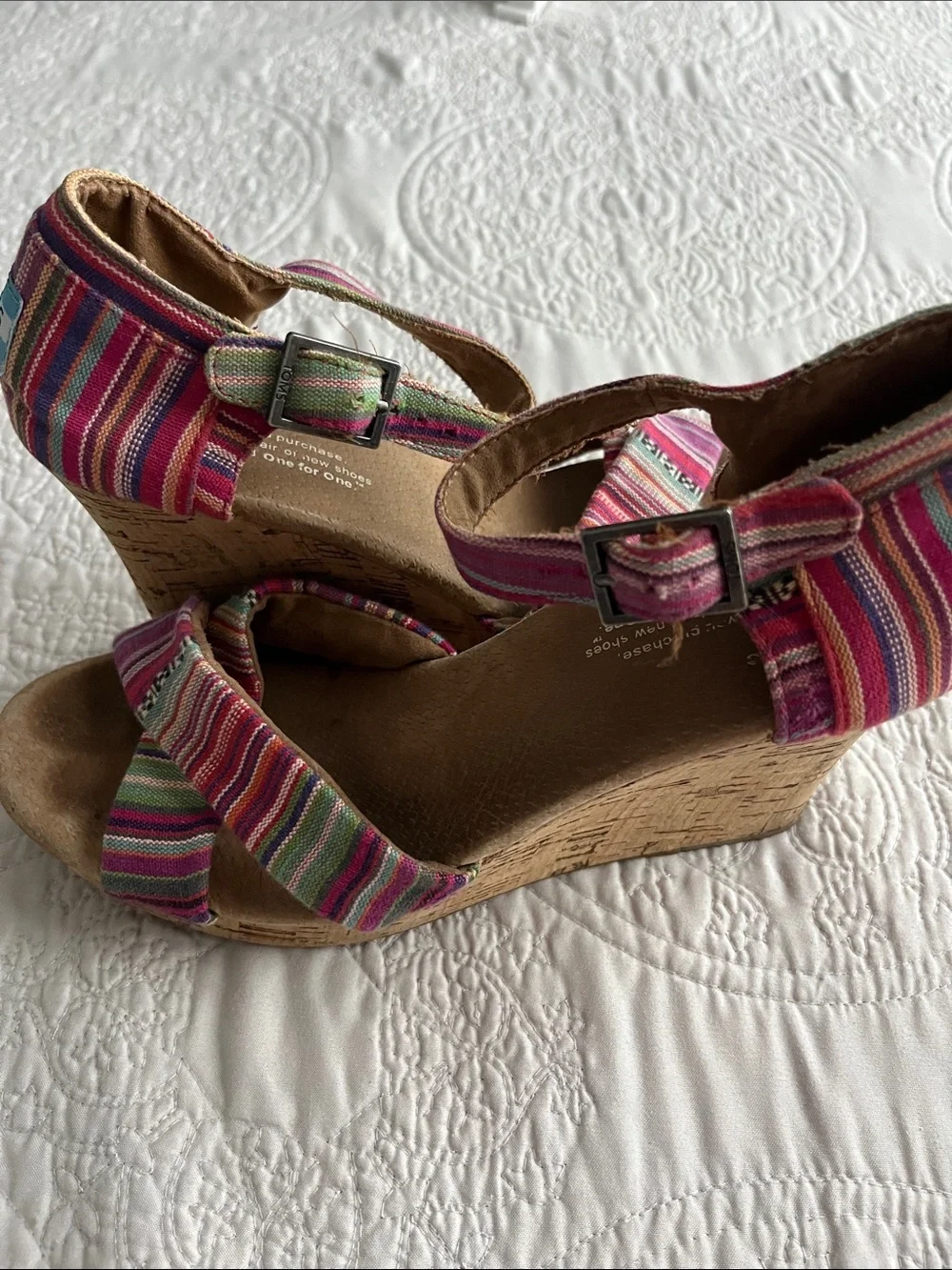 TOMS Sienna Women's Canvas Wedge Sandals Boho Festival Summer
